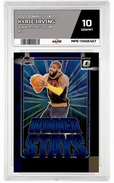 2025 DONRUSS OPTIC WINNER STAYS-PRIZM #10 KYRIE IRVING MPE 10 GEM/MT — graded card up for auction