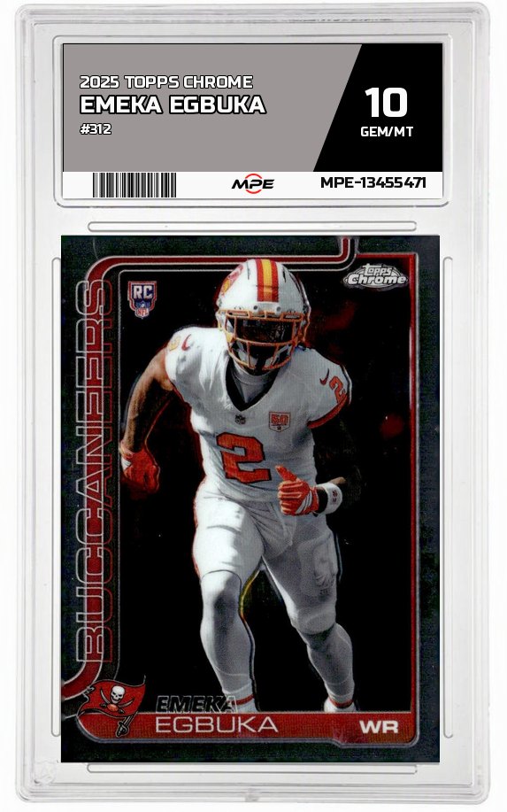 2025 TOPPS CHROME #312 EMEKA EGBUKA MPE 10 GEM/MT — graded card auctioned from the MPE vault