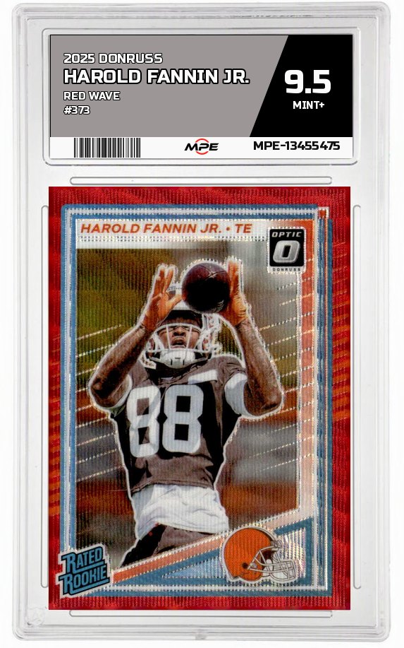 2025 DONRUSS RED WAVE #373 HAROLD FANNIN JR. MPE 9.5 MINT+ — graded card auctioned from the MPE vault
