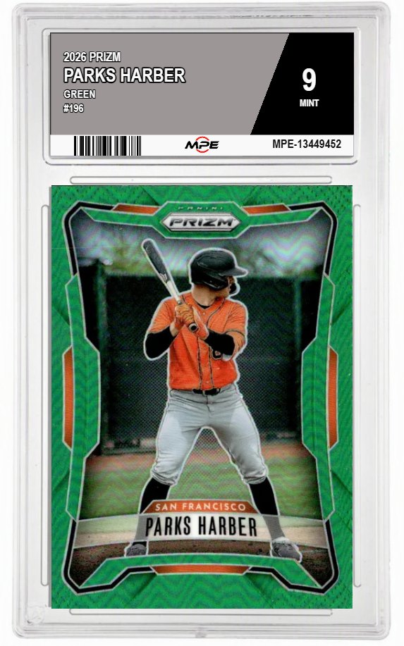 2026 PRIZM GREEN #196 PARKS HARBER MPE 9 MINT — graded card auctioned from the MPE vault