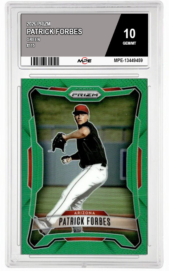 2026 PRIZM GREEN #115 PATRICK FORBES MPE 10 GEM/MT — graded card auctioned from the MPE vault