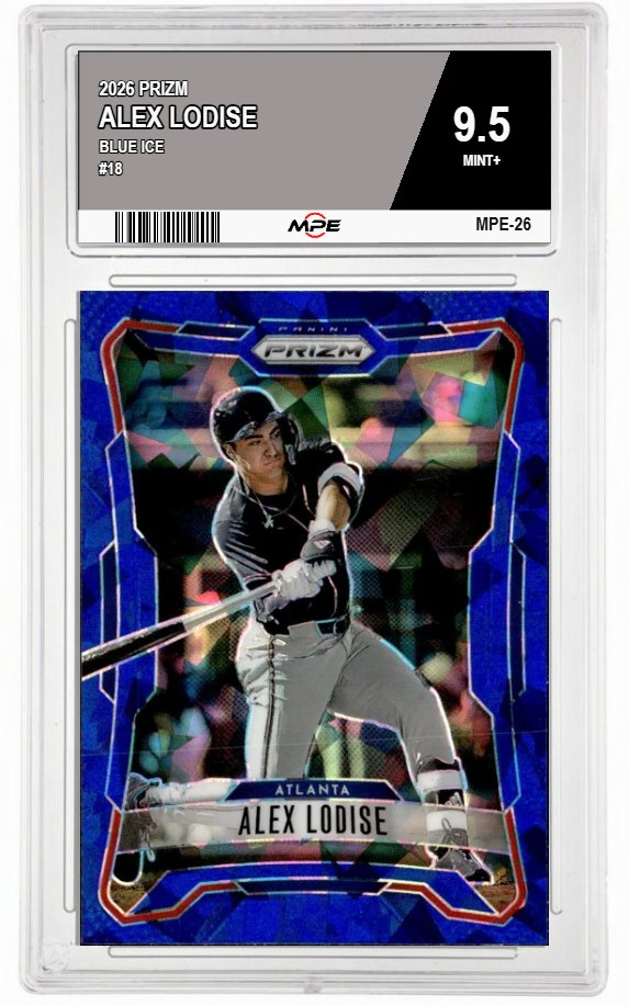 2026 PRIZM BLUE ICE #18 ALEX LODISE MPE 9.5 MINT+ — graded card auctioned from the MPE vault