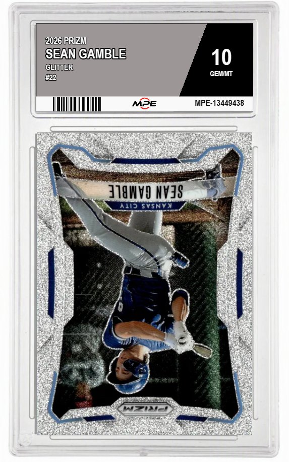 2026 PRIZM GLITTER #22 SEAN GAMBLE MPE 10 GEM/MT — graded card auctioned from the MPE vault