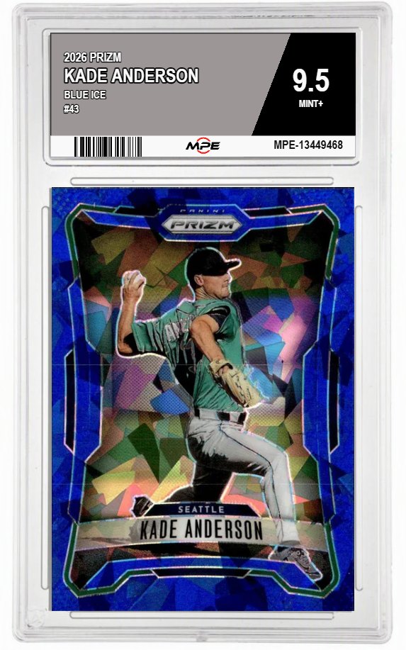 2026 PRIZM BLUE ICE #43 KADE ANDERSON MPE 9.5 MINT+ — graded card auctioned from the MPE vault