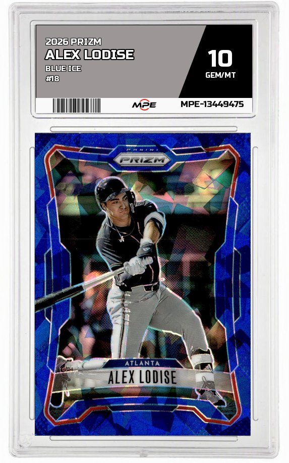 2026 PRIZM BLUE ICE #18 ALEX LODISE MPE 10 GEM/MT — graded card auctioned from the MPE vault