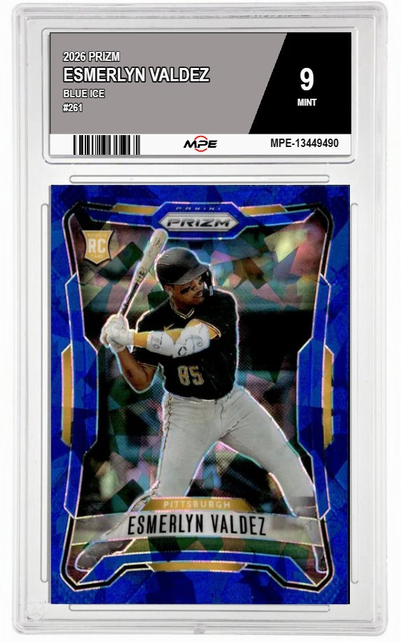2026 PRIZM BLUE ICE #261 ESMERLYN VALDEZ MPE 9 MINT — graded card auctioned from the MPE vault
