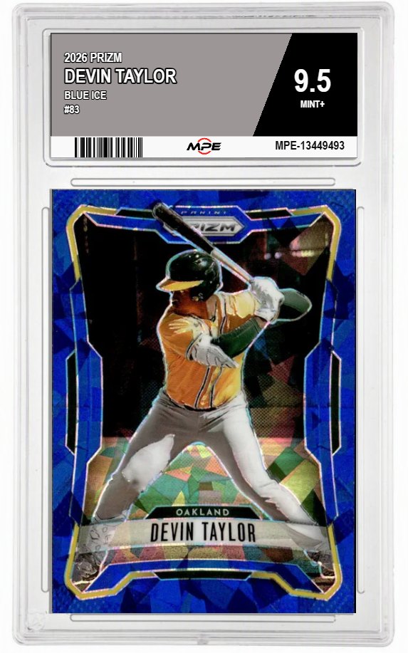 2026 PRIZM BLUE ICE #83 DEVIN TAYLOR MPE 9.5 MINT+ — graded card auctioned from the MPE vault