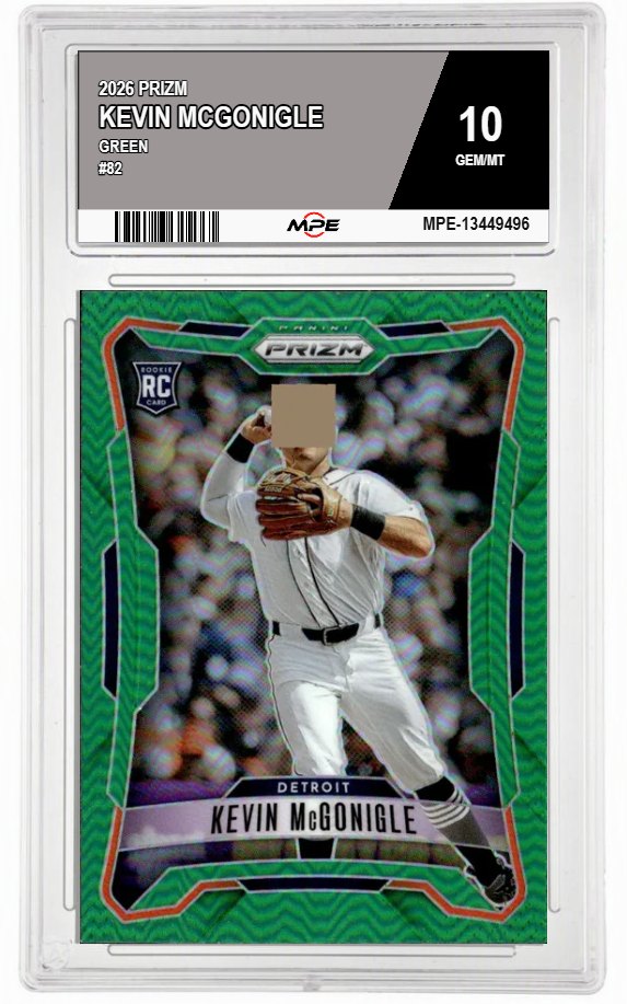 2026 PRIZM GREEN #82 KEVIN MCGONIGLE MPE 10 GEM/MT — graded card auctioned from the MPE vault