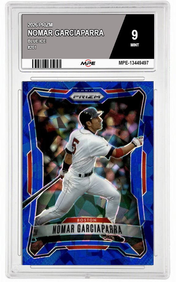 2026 PRIZM BLUE ICE #201 NOMAR GARCIAPARRA MPE 9 MINT — graded card auctioned from the MPE vault