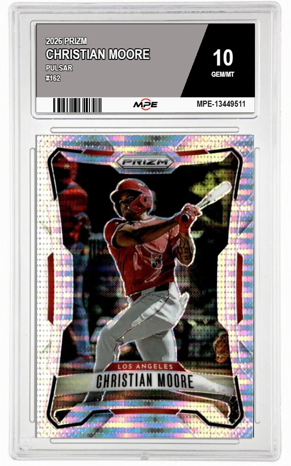 2026 PRIZM PULSAR #162 CHRISTIAN MOORE MPE 10 GEM/MT — graded card auctioned from the MPE vault