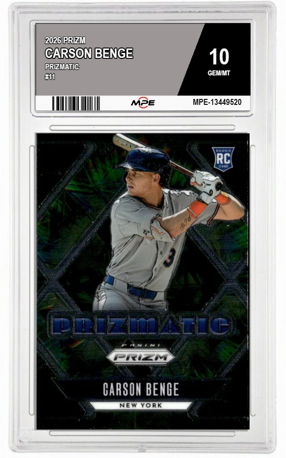 2026 PRIZM PRIZMATIC #11 CARSON BENGE MPE 10 GEM/MT — graded card auctioned from the MPE vault