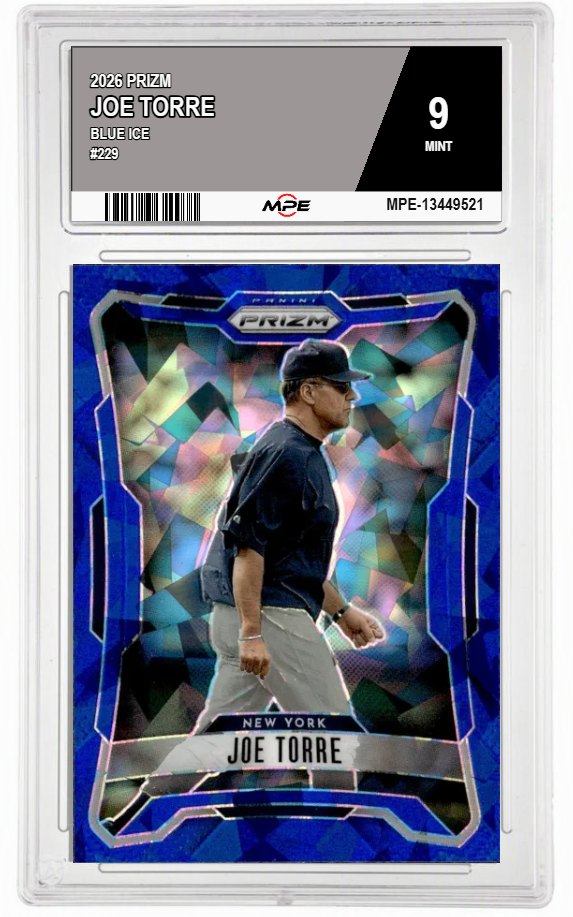 2026 PRIZM BLUE ICE #229 JOE TORRE MPE 9 MINT — graded card auctioned from the MPE vault