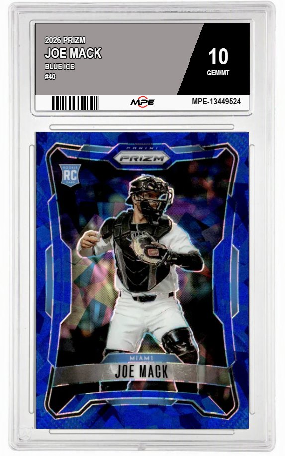 2026 PRIZM BLUE ICE #40 JOE MACK MPE 10 GEM/MT — graded card auctioned from the MPE vault