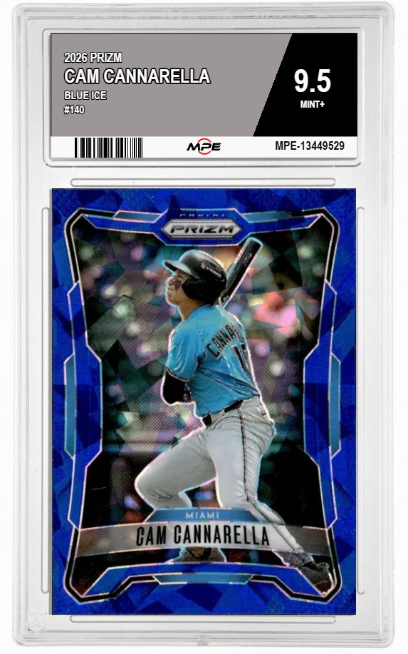 2026 PRIZM BLUE ICE #140 CAM CANNARELLA MPE 9.5 MINT+ — graded card auctioned from the MPE vault