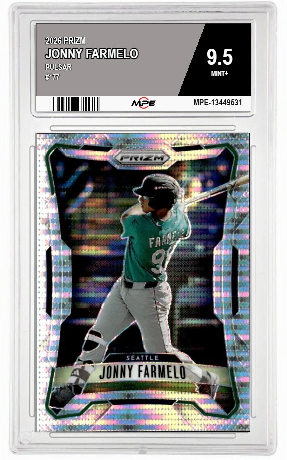 2026 PRIZM PULSAR #177 JONNY FARMELO MPE 9.5 MINT+ — graded card auctioned from the MPE vault