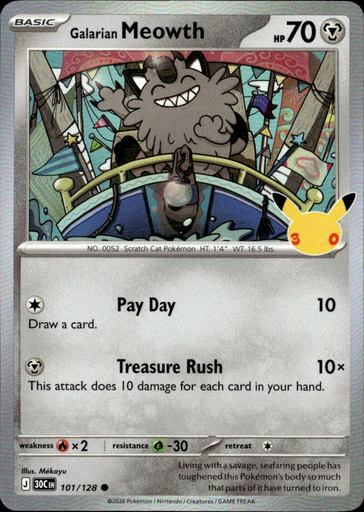 2026 Pokemon 30C En Galarian Meowth graded slab