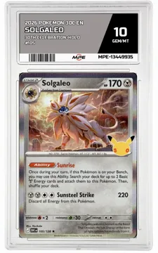 2026 POKEMON 30C EN 30th Celebration-HOLO #105 SOLGALEO MPE 10 GEM/MT — graded card up for auction