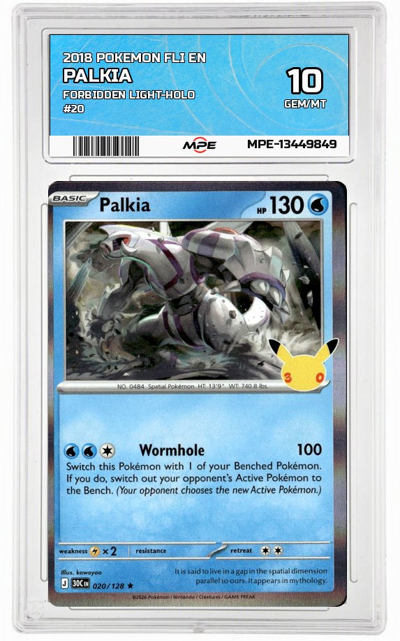 2018 POKEMON FLI EN Forbidden Light-HOLO #20 PALKIA MPE 10 GEM/MT — graded card auctioned from the MPE vault