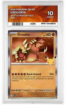 2026 POKEMON 30C EN 30th Celebration-HOLO #082 GROUDON MPE 10 GEM/MT — graded card up for auction