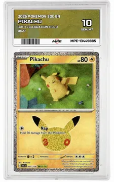 2026 POKEMON 30C EN 30th Celebration-HOLO #027 PIKACHU MPE 10 GEM/MT — graded card up for auction