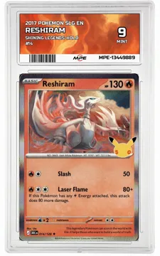 2017 POKEMON SLG EN Shining Legends-HOLO #14 RESHIRAM MPE 9 MINT — graded card up for auction