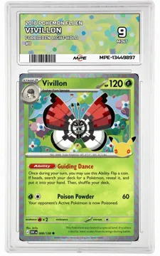 2018 POKEMON FLI EN Forbidden Light-HOLO #8 VIVILLON MPE 9 MINT — graded card up for auction