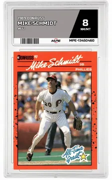 1989 DONRUSS #643 MIKE SCHMIDT MPE 8 NM/MT — graded card up for auction