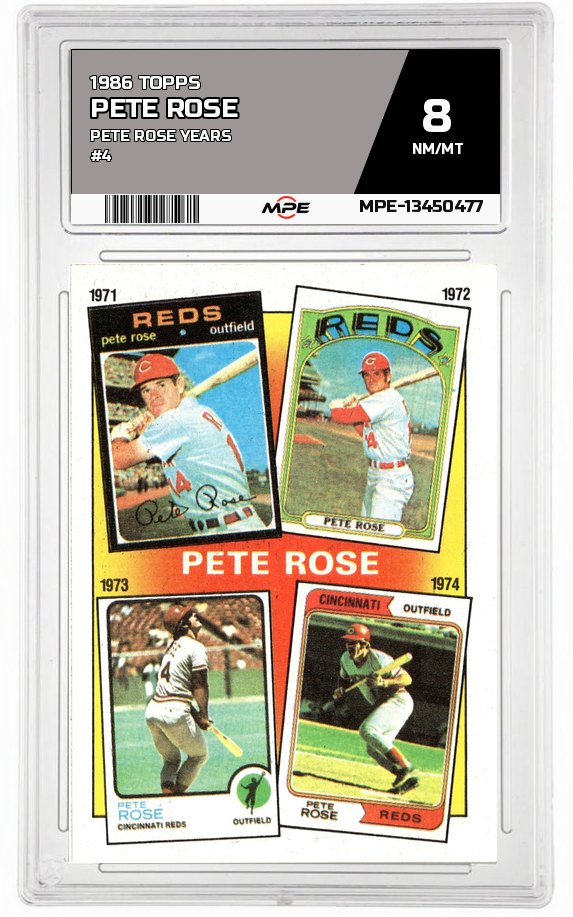 1986 TOPPS PETE ROSE YEARS #4 PETE ROSE MPE 8 NM/MT — graded card auctioned from the MPE vault