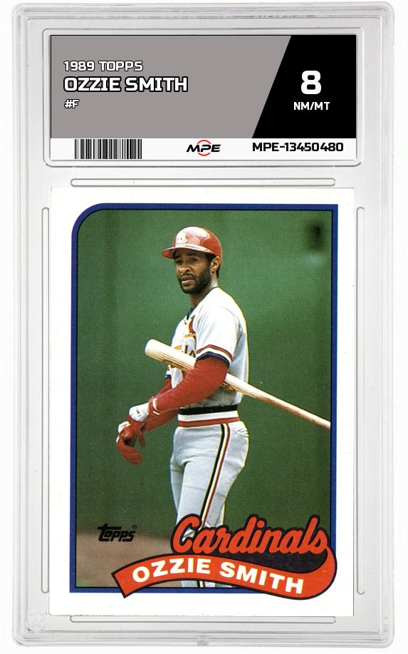 1989 TOPPS #F OZZIE SMITH MPE 8 NM/MT — graded card auctioned from the MPE vault