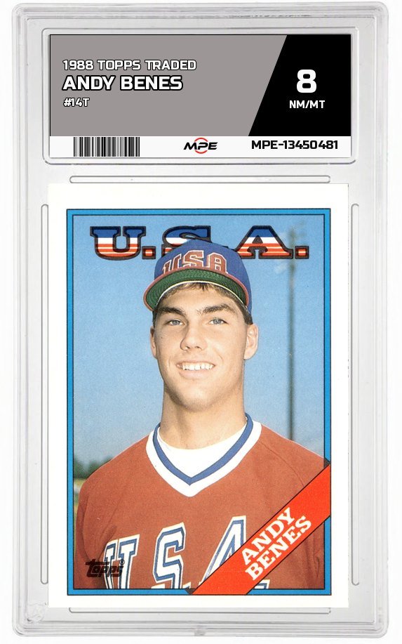 1988 TOPPS TRADED #14T ANDY BENES MPE 8 NM/MT — graded card auctioned from the MPE vault