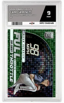 2026 DONRUSS ELITE FULL THROTTLE-GREEN DISCO #5 CAM CAMINITI MPE 9 MINT — graded card up for auction