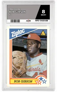 1992 ZIPLOC #2 BOB GIBSON MPE 8 NM/MT — graded card up for auction
