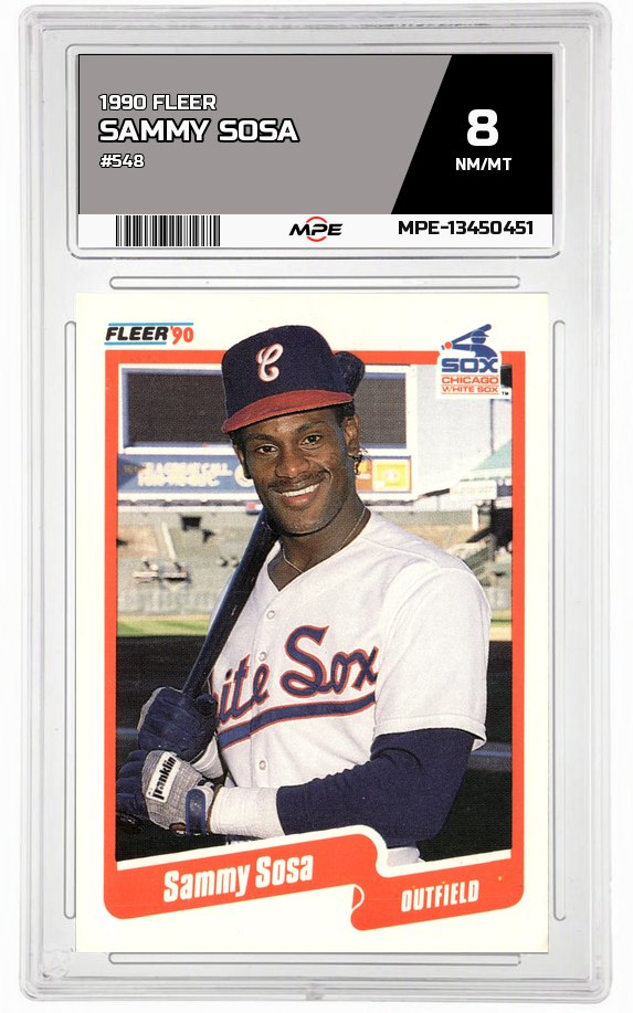 1990 FLEER #548 SAMMY SOSA MPE 8 NM/MT — graded card auctioned from the MPE vault