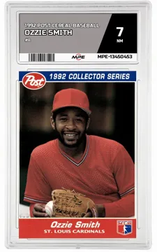 1992 POST CEREAL BASEBALL #8 OZZIE SMITH MPE 7 NM — graded card up for auction
