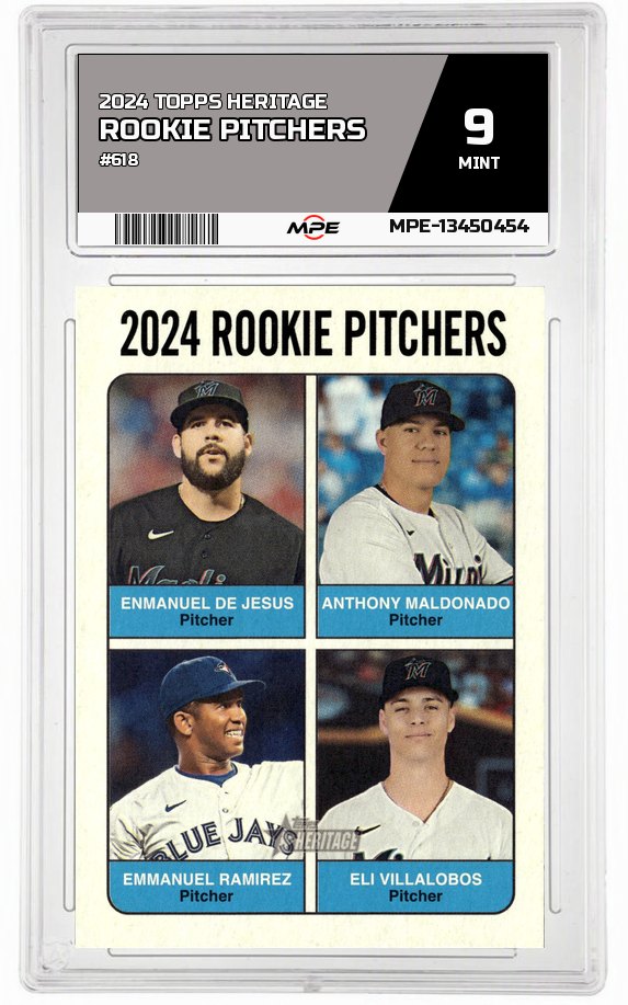2024 TOPPS HERITAGE #618 ROOKIE PITCHERS MPE 9 MINT — graded card auctioned from the MPE vault