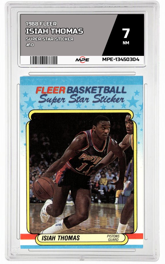 1988 FLEER SUPER STAR STICKER #10 ISIAH THOMAS MPE 7 NM — graded card auctioned from the MPE vault