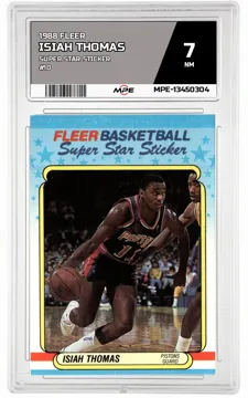 1988 FLEER SUPER STAR STICKER #10 ISIAH THOMAS MPE 7 NM — graded card up for auction