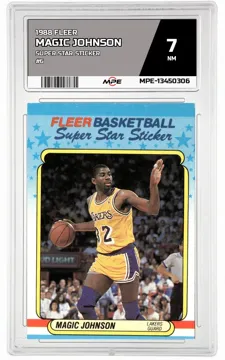 1988 FLEER SUPER STAR STICKER #6 MAGIC JOHNSON MPE 7 NM — graded card up for auction