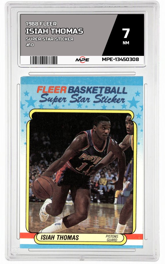 1988 FLEER SUPER STAR STICKER #10 ISIAH THOMAS MPE 7 NM — graded card auctioned from the MPE vault
