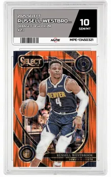 2025 SELECT ORANGE FLASH PRIZM #213 RUSSELL WESTBROOK MPE 10 GEM/MT — graded card up for auction