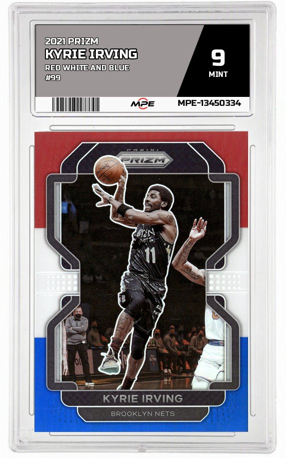 2021 PRIZM Red White and Blue #99 KYRIE IRVING MPE 9 MINT — graded card auctioned from the MPE vault