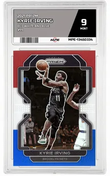 2021 PRIZM Red White and Blue #99 KYRIE IRVING MPE 9 MINT — graded card up for auction