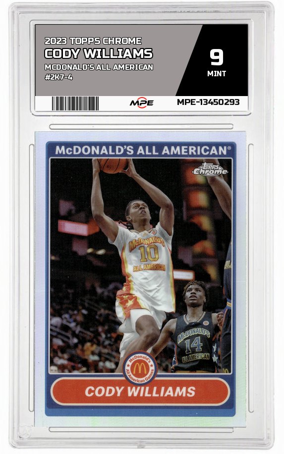 2023 TOPPS CHROME MCDONALD'S ALL AMERICAN #2K7-4 CODY WILLIAMS MPE 9 MINT — graded card auctioned from the MPE vault
