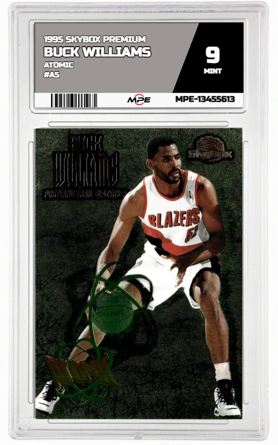 1995 SKYBOX PREMIUM Atomic #A5 BUCK WILLIAMS MPE 9 MINT — graded card auctioned from the MPE vault