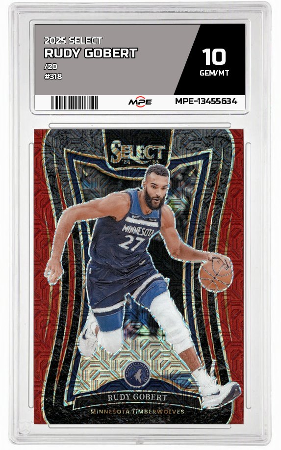 2025 SELECT /20 #318 RUDY GOBERT MPE 10 GEM/MT — graded card auctioned from the MPE vault
