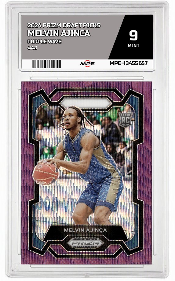 2024 PRIZM DRAFT PICKS PURPLE WAVE #48 MELVIN AJINCA MPE 9 MINT — graded card auctioned from the MPE vault