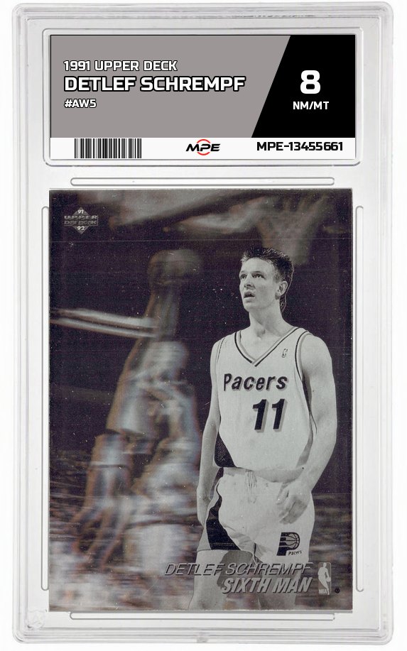 1991 UPPER DECK #AW5 DETLEF SCHREMPF MPE 8 NM/MT — graded card auctioned from the MPE vault