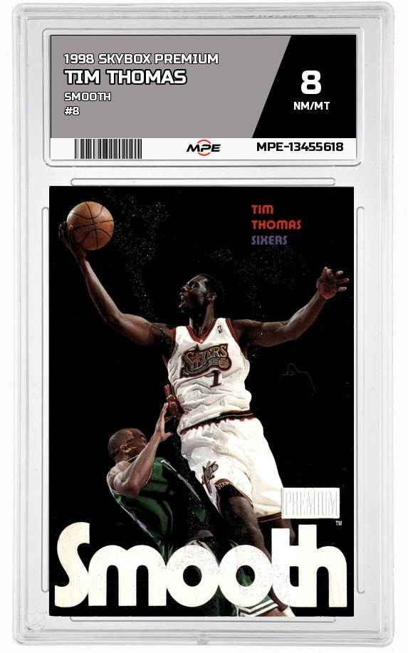 1998 SKYBOX PREMIUM SMOOTH #8 TIM THOMAS MPE 8 NM/MT — graded card auctioned from the MPE vault