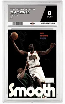 1998 SKYBOX PREMIUM SMOOTH #8 TIM THOMAS MPE 8 NM/MT — graded card up for auction