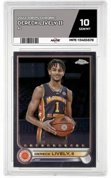 2022 TOPPS CHROME #2 DERECK LIVELY II MPE 10 GEM/MT — graded card up for auction